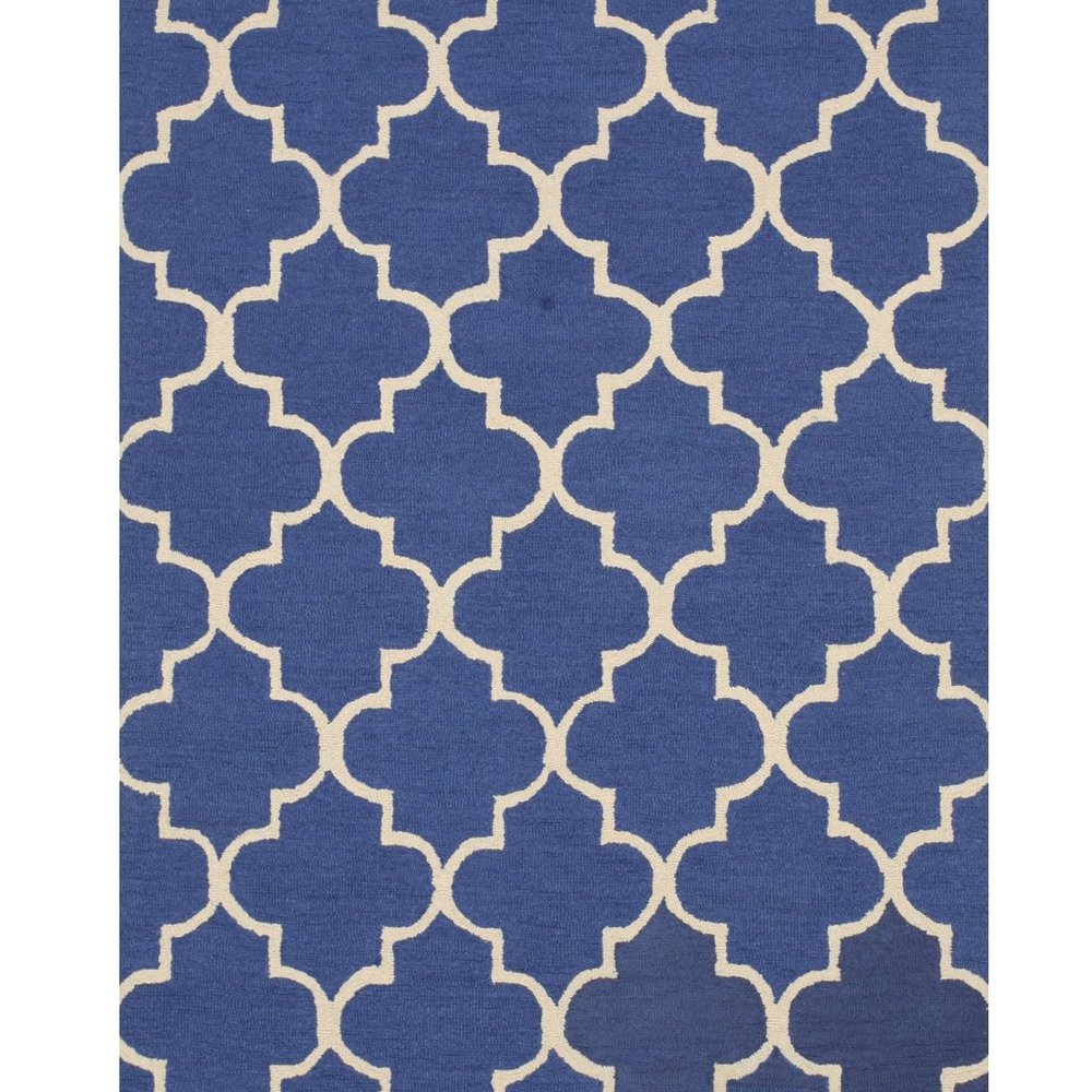 Blue Hand-Tufted Wool Traditional Moroccan Rug, 5' x 7'